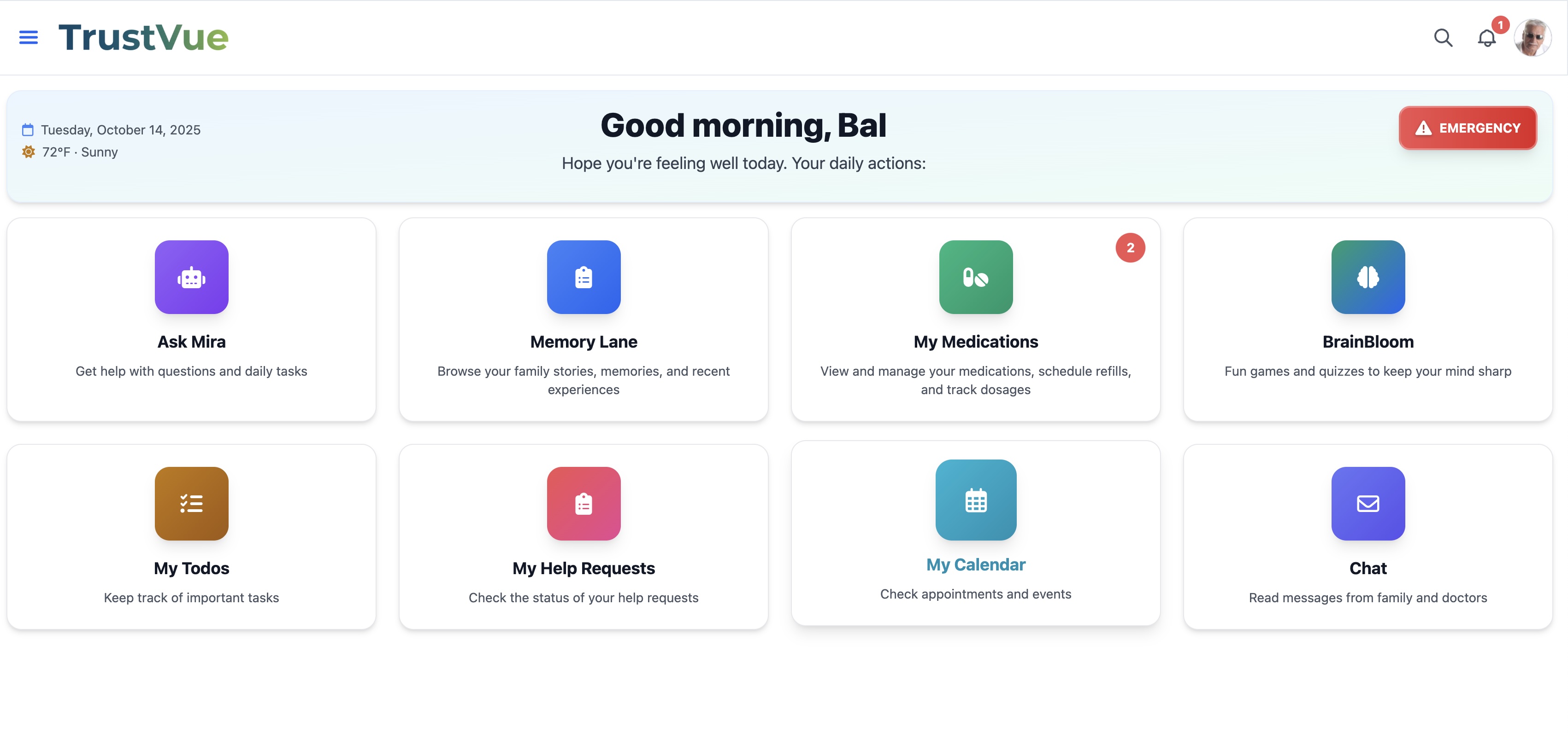 Elder Home Page Screenshot